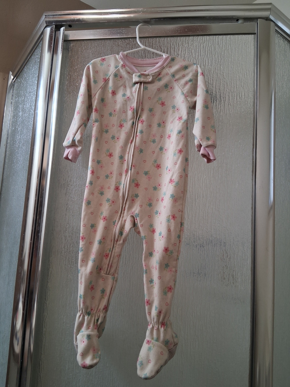 Baby Girls' Pink Floral Footed One-Piece Pajamas